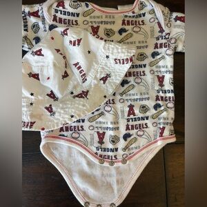 Angels Baseball baby Matching Set - White and Red